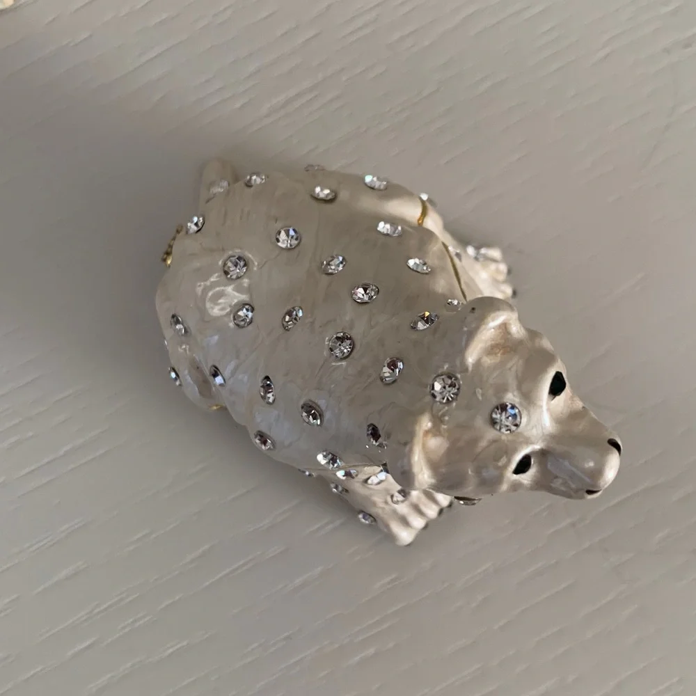 Pier 1 Ivory and Gold Polar Bear Trinket Box With Jewels